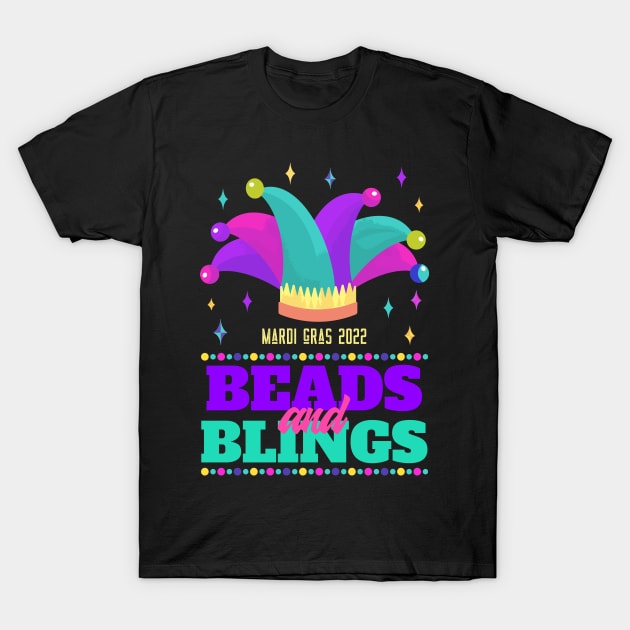 Carnival Party Mardi Gras 2022 Beads And Blings T-Shirt by jodotodesign